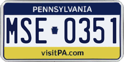 PA license plate MSE0351