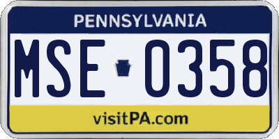 PA license plate MSE0358