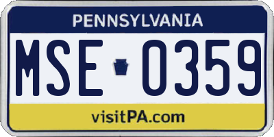 PA license plate MSE0359