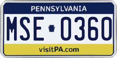 PA license plate MSE0360