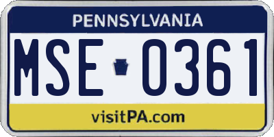 PA license plate MSE0361