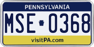 PA license plate MSE0368