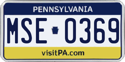 PA license plate MSE0369