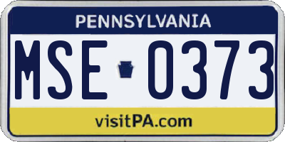 PA license plate MSE0373