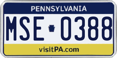 PA license plate MSE0388