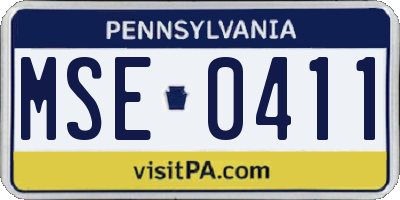 PA license plate MSE0411
