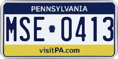 PA license plate MSE0413