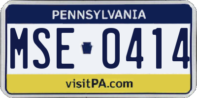 PA license plate MSE0414