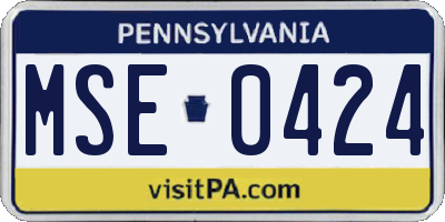 PA license plate MSE0424