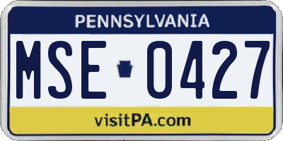 PA license plate MSE0427