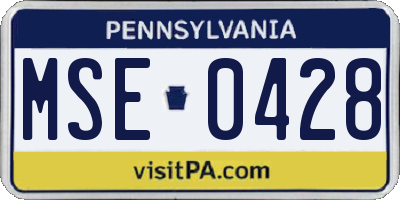 PA license plate MSE0428