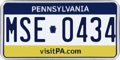 PA license plate MSE0434