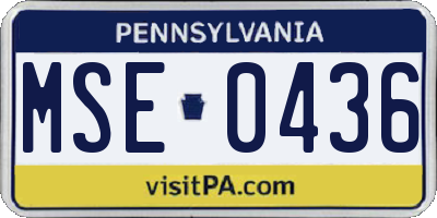PA license plate MSE0436