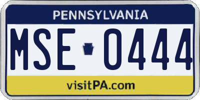 PA license plate MSE0444