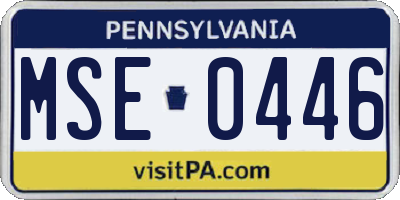PA license plate MSE0446