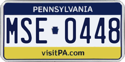 PA license plate MSE0448