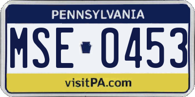 PA license plate MSE0453