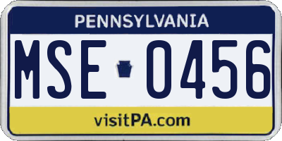 PA license plate MSE0456
