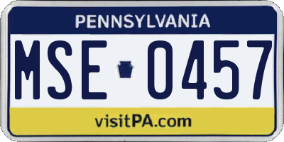 PA license plate MSE0457