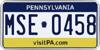 PA license plate MSE0458