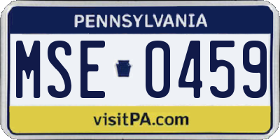 PA license plate MSE0459