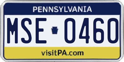 PA license plate MSE0460