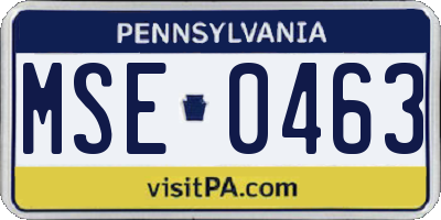 PA license plate MSE0463