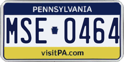 PA license plate MSE0464