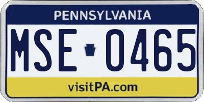 PA license plate MSE0465