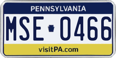 PA license plate MSE0466