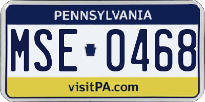 PA license plate MSE0468