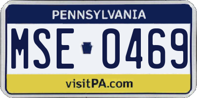 PA license plate MSE0469