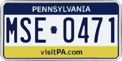 PA license plate MSE0471