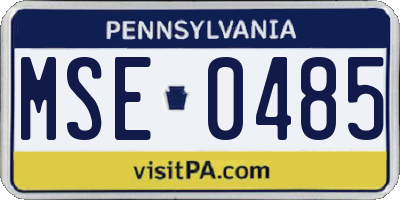 PA license plate MSE0485
