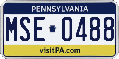 PA license plate MSE0488