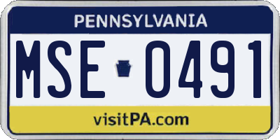 PA license plate MSE0491