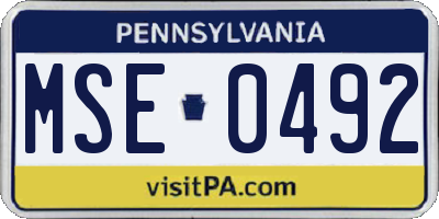 PA license plate MSE0492