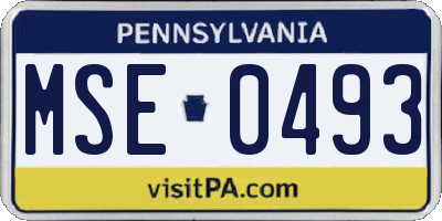 PA license plate MSE0493