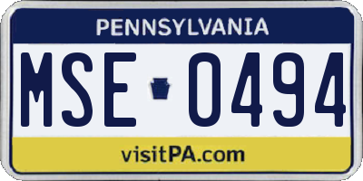 PA license plate MSE0494