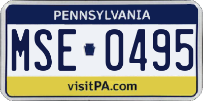 PA license plate MSE0495