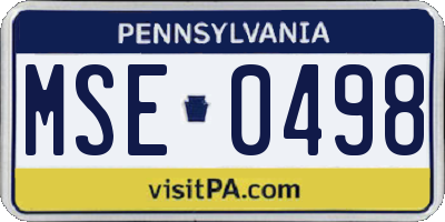 PA license plate MSE0498