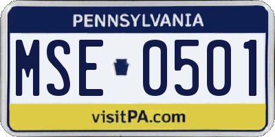 PA license plate MSE0501