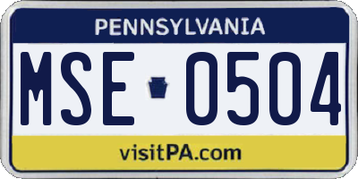 PA license plate MSE0504