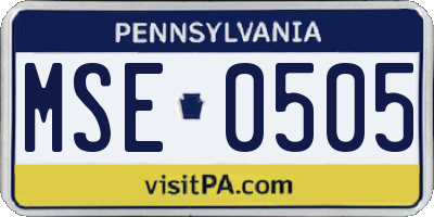 PA license plate MSE0505