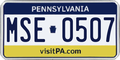 PA license plate MSE0507