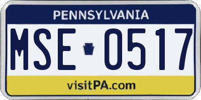 PA license plate MSE0517