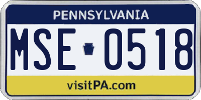 PA license plate MSE0518