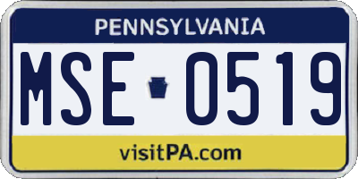 PA license plate MSE0519