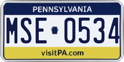PA license plate MSE0534