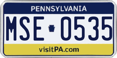 PA license plate MSE0535